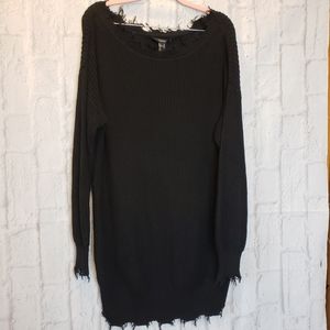 FOREVER 21 Black Raw Edge Sweater Dress Medium